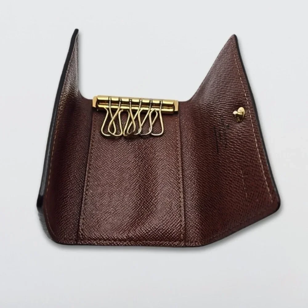 Louis Vuitton Key Holder Monogram Coated Canvas Leather Press-Stud Closure Brown - Picture 4 of 9